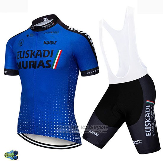 2019 Odziez Rowerowa Euskadi Murias Niebieski Krotkie Rekawy i Rowerowe Szelkach